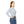 Women’s V-neck Long Sleeve Shirt, Soft Blue Gingham All-over Print - T-shirts - Xs