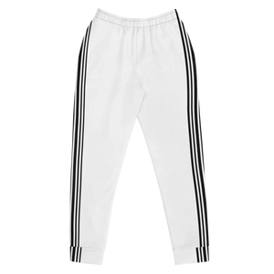 Women’s White Jogger Pants with Black Side Stripes | Athletic Track Joggers - s