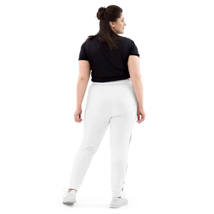 Women’s White Jogger Pants with Black Side Stripes | Athletic Track Joggers - s