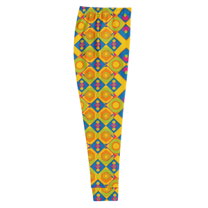 Women’s Yellow Geometric Print Joggers | Colorful Diamond Pattern Legging Pants - s