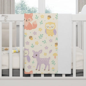 Plush Woodland Friends Baby Blanket - Soft Fleece - Dipaliz - 30’’ × 40’’ / White - Home Decor
