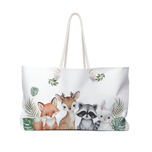 Bags - Woodland Friends Weekender Bag - Cute Animal Travel Tote - Dipaliz 24’’ × 13’’