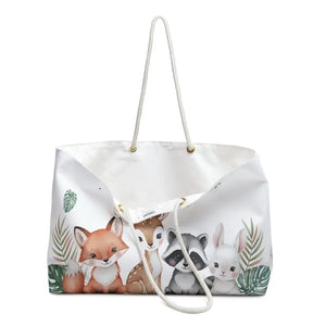 Bags - Woodland Friends Weekender Bag - Cute Animal Travel Tote - Dipaliz 24’’ × 13’’