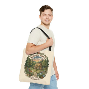 Woodland Retreat Tote Bag, Rustic Cottage Scene Aop Canvas - Bags