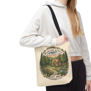 Woodland Retreat Tote Bag, Rustic Cottage Scene Aop Canvas - Bags