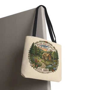Woodland Retreat Tote Bag, Rustic Cottage Scene Aop Canvas - Bags