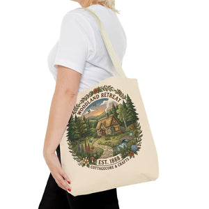 Woodland Retreat Tote Bag, Rustic Cottage Scene Aop Canvas - Bags