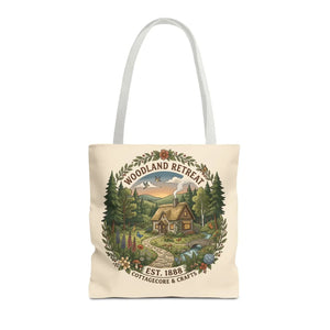 Woodland Retreat Tote Bag, Rustic Cottage Scene Aop Canvas - Bags