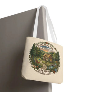 Woodland Retreat Tote Bag, Rustic Cottage Scene Aop Canvas - Bags