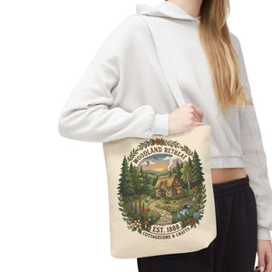 Woodland Retreat Tote Bag, Rustic Cottage Scene Aop Canvas - Bags