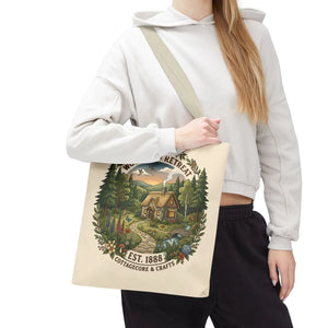 Woodland Retreat Tote Bag, Rustic Cottage Scene Aop Canvas - Bags