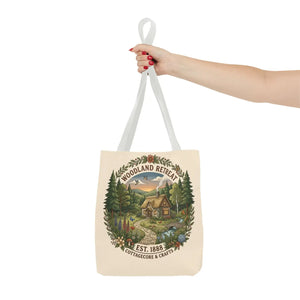 Woodland Retreat Tote Bag, Rustic Cottage Scene Aop Canvas - Bags