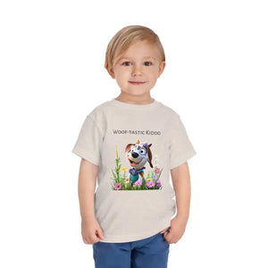 Woof Tastic Kiddo Tee - Puppy Theme Toddler Shirt - Dipaliz - Heather Dust / 2t - Baby & Clothing
