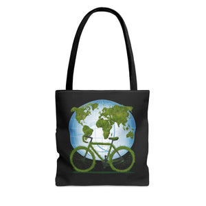 Vivid Green Aop Tote - World Environment Day Black Cotton Handles - Dipaliz - Shopping Totes