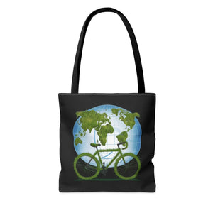 Vivid Green Aop Tote - World Environment Day Black Cotton Handles - Dipaliz - Shopping Totes