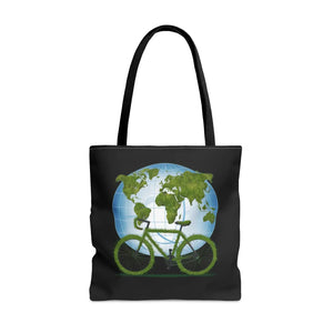 Vivid Green Aop Tote - World Environment Day Black Cotton Handles - Dipaliz - Shopping Totes