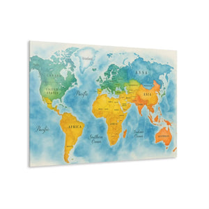 Watercolor Map Acrylic Print – French Cleat - Dipaliz - Posters Prints & Visual Artwork