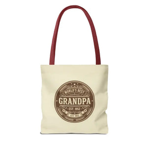 Bags - Best Grandpa Vintage Badge Tote Bag - Cream Canvas - Dipaliz