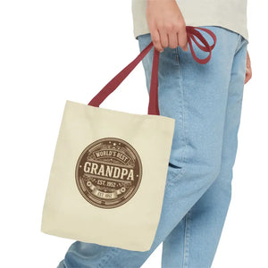 Bags - Best Grandpa Vintage Badge Tote Bag - Cream Canvas - Dipaliz