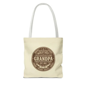 Bags - Best Grandpa Vintage Badge Tote Bag - Cream Canvas - Dipaliz