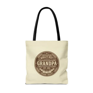 Bags - Best Grandpa Vintage Badge Tote Bag - Cream Canvas - Dipaliz
