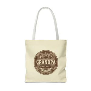 Bags - Best Grandpa Vintage Badge Tote Bag - Cream Canvas - Dipaliz