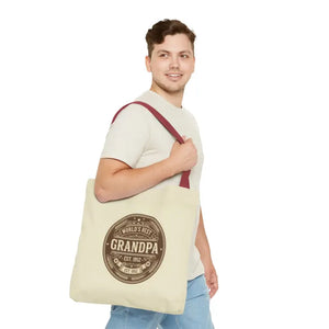 Bags - Best Grandpa Vintage Badge Tote Bag - Cream Canvas - Dipaliz