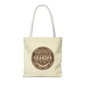 Bags - Best Grandpa Vintage Badge Tote Bag - Cream Canvas - Dipaliz