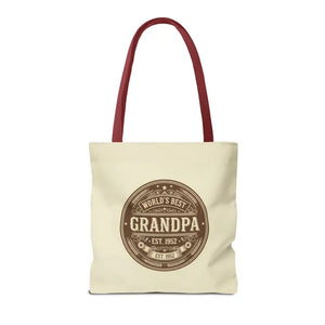Bags - Best Grandpa Vintage Badge Tote Bag - Cream Canvas - Dipaliz