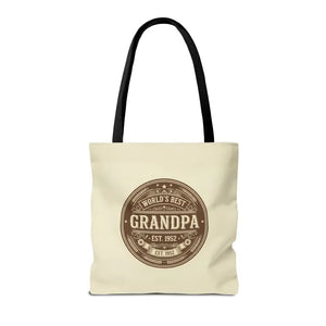 Bags - Best Grandpa Vintage Badge Tote Bag - Cream Canvas - Dipaliz