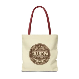 Bags - Best Grandpa Vintage Badge Tote Bag - Cream Canvas - Dipaliz