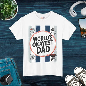 Okayest Dad Unisex Heavy Cotton Tee Humorous Shirt - Dipaliz - White / s - T-shirts