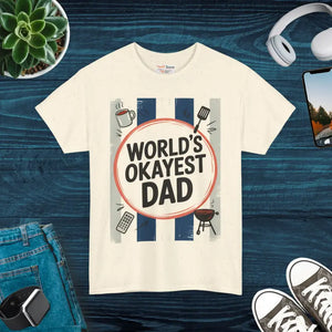 Okayest Dad Unisex Heavy Cotton Tee Humorous Shirt - Dipaliz - T-shirts
