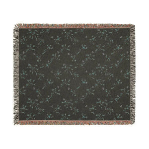 Woven Blanket, Reversible Cozy Throw with Neutral Floral & Speckled Night Sides - Blankets