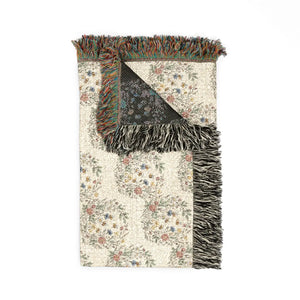 Woven Blanket, Reversible Floral Pattern Throw (cozy Modern Home Accent) - Blankets