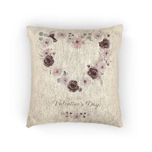 Vintage Floral Heart Throw Pillow - Romantic Woven Decor - Dipaliz - Artwork / 17’’ × 18’’