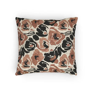 Woven Roses Throw Pillow Terracotta Charcoal Floral Accent Dipaliz - Pillows