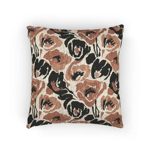 Woven Roses Throw Pillow Terracotta Charcoal Floral Accent Dipaliz - Artwork / 17’’ × 18’’ - Pillows