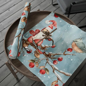 Festive Red Robin Wrapping Paper Roll Winter Wonderland - Dipaliz