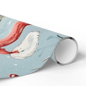 Festive Red Robin Wrapping Paper Roll Winter Wonderland - Dipaliz