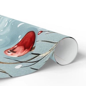 Festive Red Robin Wrapping Paper Roll Winter Wonderland - Dipaliz