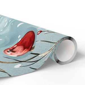 Festive Red Robin Wrapping Paper Roll Winter Wonderland - Dipaliz