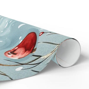 Festive Red Robin Wrapping Paper Roll Winter Wonderland - Dipaliz