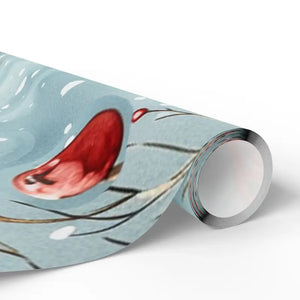 Festive Red Robin Wrapping Paper Roll Winter Wonderland - Dipaliz