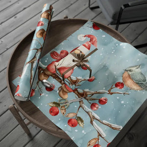 Festive Red Robin Wrapping Paper Roll Winter Wonderland - Dipaliz