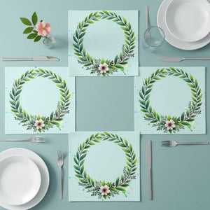 Floral Cloth Napkins – Leaf Wreath Table Setting - Dipaliz