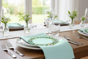 Floral Cloth Napkins – Leaf Wreath Table Setting - Dipaliz