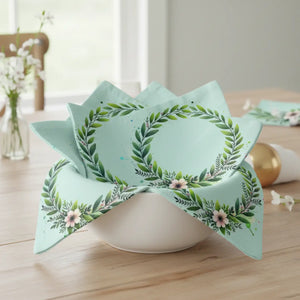 Floral Cloth Napkins – Leaf Wreath Table Setting - Dipaliz