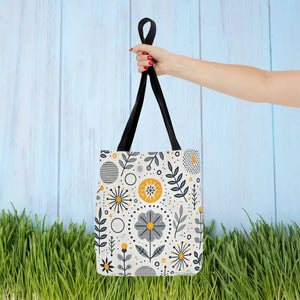 Chic Grey Floral Aop Tote - Sophisticated Statement Bag - Dipaliz - 13’’ × / Black - Shopper Bags