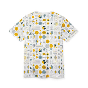 Grey Geometric Pattern Tee - Microfiber-knit Fabric - Dipaliz - T-shirts